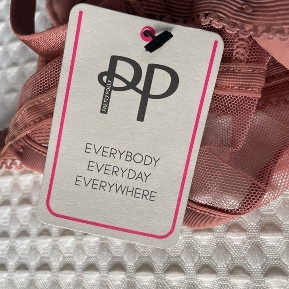 Pretty Polly Semi Sheer Plunge Bra Women's 38C Naturals Non-Padded Mesh Rose NWT - Picture 8 of 11